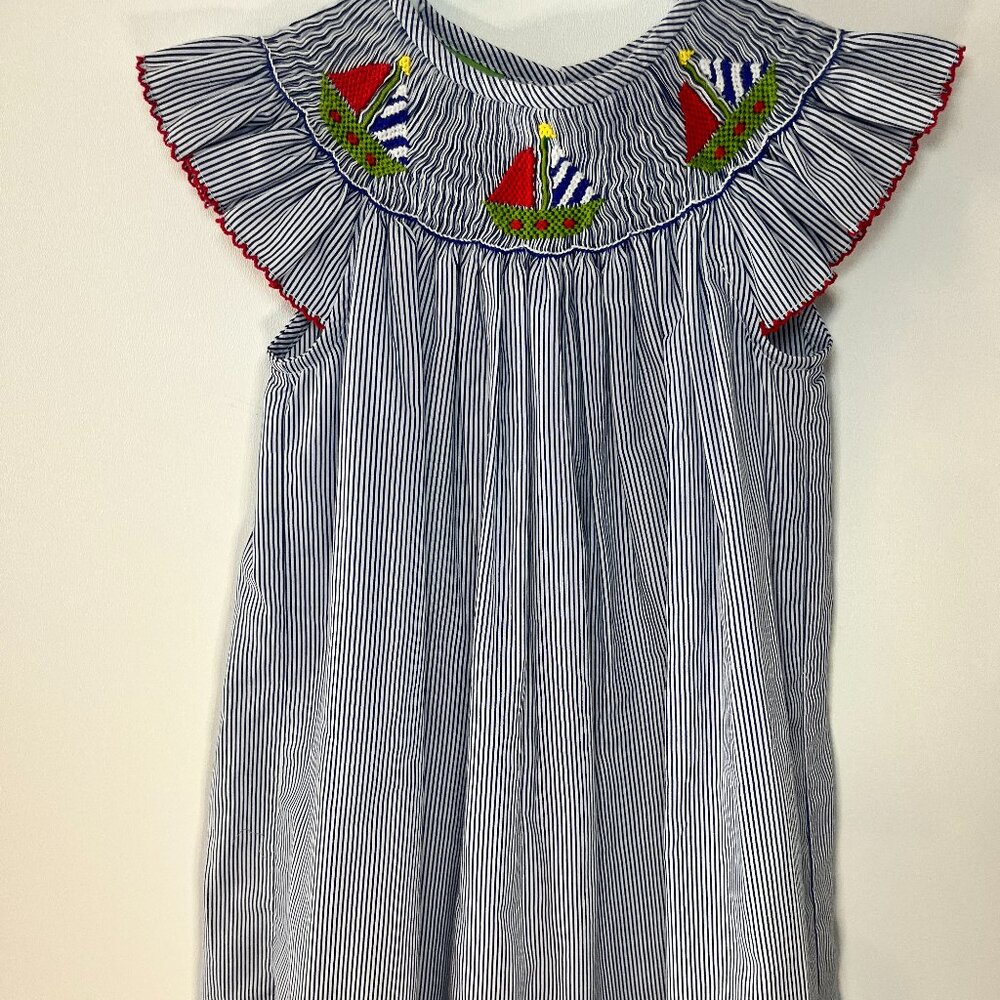 Candyland smocked sailboat dress